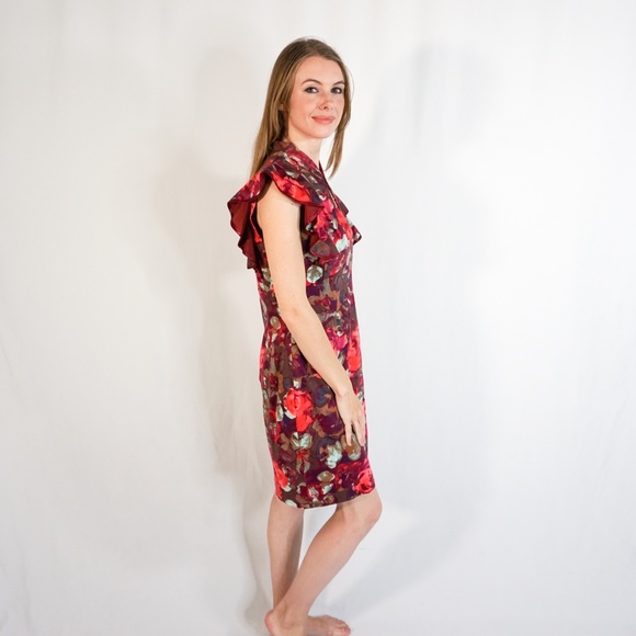 BLACK HALO Multicolor Floral Print Ruffle Dress - Picture 3 of 7
